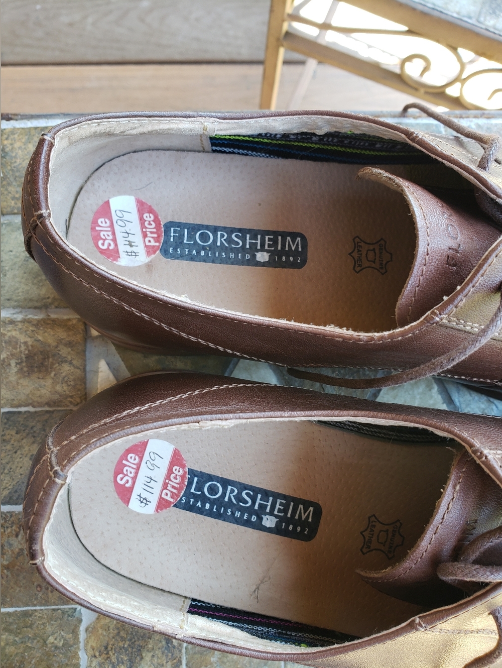 NEW Brown Derby Shoes With Burnished Toe By Florsheim, 10 D